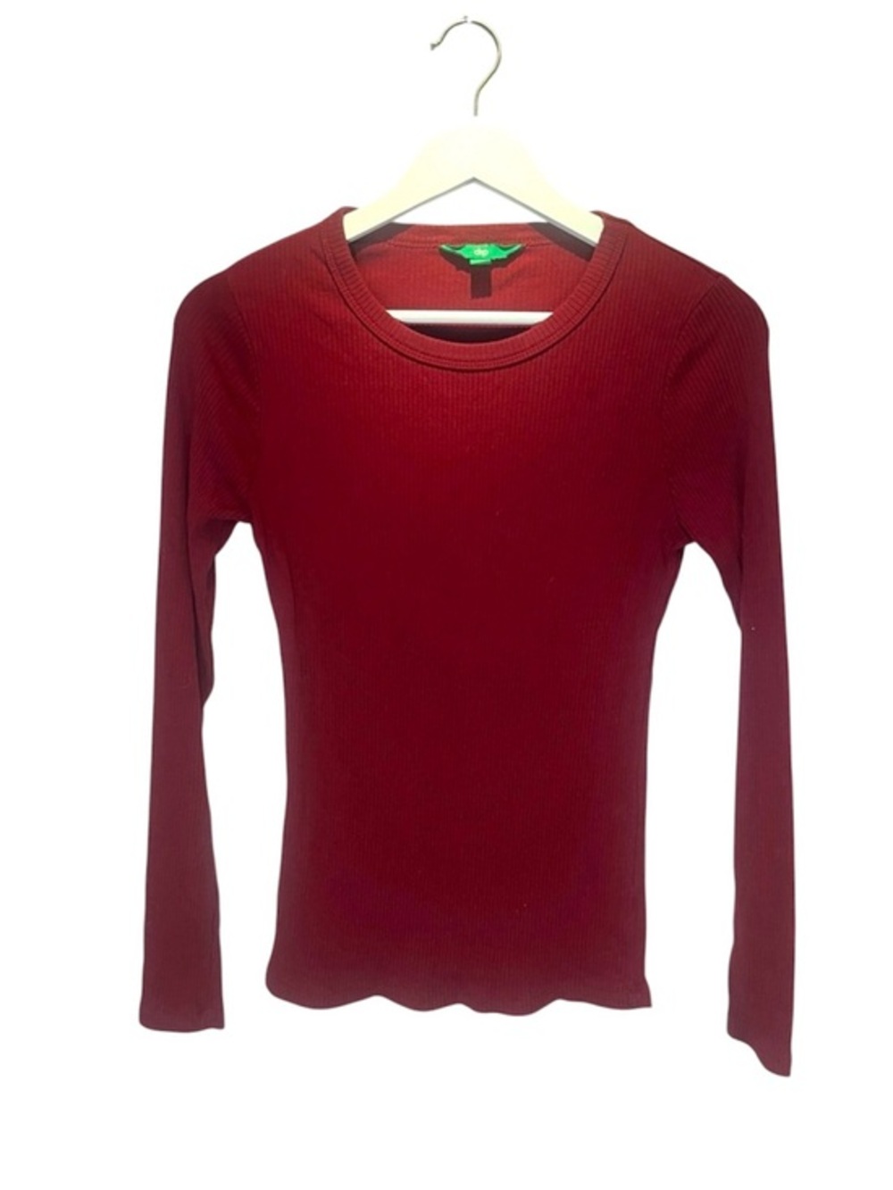 Dip Women’s Y2K Burgundy Longline Ribbed Stretchy Modal Blend Tee Size Small